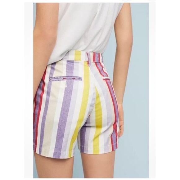 Anthropologie Chino Shorts Women's 25 Relaxed Multi Color Stripes Pockets - Picture 5 of 9
